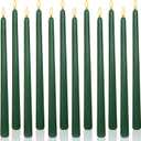 Hunter Green 12 Inch Taper Candles Unscented Smokeless Long Tall Tapered Candle for Candlesticks Sticks Wedding Advent Home Decor Dinner ChristmasSet of 12