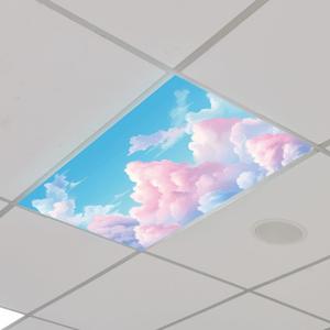 Outus  Light Cover Classroom Lighting Cover with 10 Magnets Light Filter Magnetic Ceiling Panel Decoration 2 x 4 ft (23.62 x 47.24 In) Reduce Glare for Office School(4,Pink Cloud)