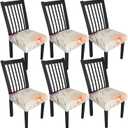 Stretch Dining Chair Seat Covers Set of 6,Dining Chair Slipcovers, Floral Printed Chair Covers,Soft Fabric Washable Upholstered Chair Seat Protector, No Rear Covers for Home Kitchen Dining Room (Dahlia)