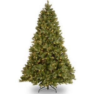 National Tree Company Pre-Lit 'Feel Real' Artificial Full Downswept Christmas Tree, Green, Douglas Fir, White Lights, Includes Stand, 6.5 feet (6ft 6in)