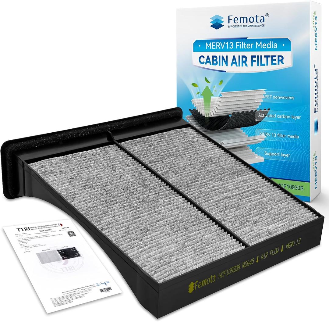 Femota MERV 13 Cabin Air Filter with Activated Carbon, CF10930 for Subaru Crosstrek, Forester, Impreza, WRX, WRX STI, XV Crosstrek.