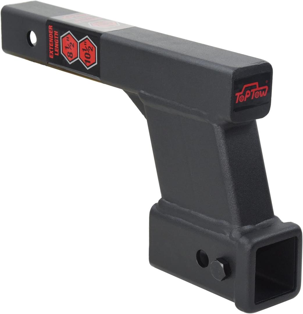 TOPTOW Trailer Receiver Hitch Extender Adapter 6" Drop/Riser, 8.5" and 10.5" Extension Length, 2" Shank, 7500lbs Towing Capacity, Matte Black
