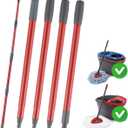 Spin Mop Replacement Handle Compatible with O-Cedar Spin Mop & Bucket System, 4-Section 30" to 58" Mops Handle Replacement Stick for Floor Cleaning, Mops Head & Base not Include (American Threaded Joint)