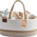 DECOMOMO XL Baby Caddy Organizer, Mother's Day Diaper Caddy Basket, Baskets for Baby Shower Gifts (Spiral Beige & White, Extra Large)