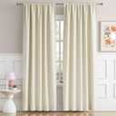 DUALIFE Cream Blackout Curtains 90 Inch Long 2 Panels Set Back Tab Loop Pocket Modern Drapes with Heading Tape Thermal Insulated Room Darkening Curtains for Living Room 52 x 90 Inch