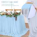 Baby Blue Chiffon Table Skirt - 6ft Sheer Table Cloth for Baby Shower Wedding Birthday Mermaid Theme Party 2 Layer