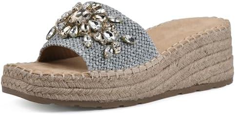 WHITE MOUNTAIN Women's Stitch Heeled Sandal, Light Blue, 10