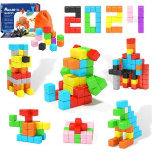 40pcs Magnetic Blocks, Easter Basket Stuffer,Gifts for 3 4 5 6 Year Old Girls & Boys, Classroom Must Haves, STEM Preschool Sensory Magnet Toys for Kids Ages 3-5 4-8