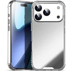 AICase Mirror Case Compatible with iPhone 17 Pro for Girls Women Makeup, Cute Glossy Hard Mirror Back+Clear Soft TPU Bumper Slim Fit Anti-Drop Shockproof Protective Phone Cover