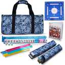 American Mahjong Tile Set with Mat - Premium Quality Melamine Mahjong Set with 166 Scratch-Resistant Tiles, Complete Accessories, and Portable Blue Carrying Case for Timeless Fun, 1.2 0.9 0.5
