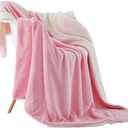 NANPIPER Flannel Blanket Reversible Sherpa Throw Blanket Super Soft Fuzzy Plush Microfiber for Fur Baby/Gift Lightweight(50"x60",Pink)