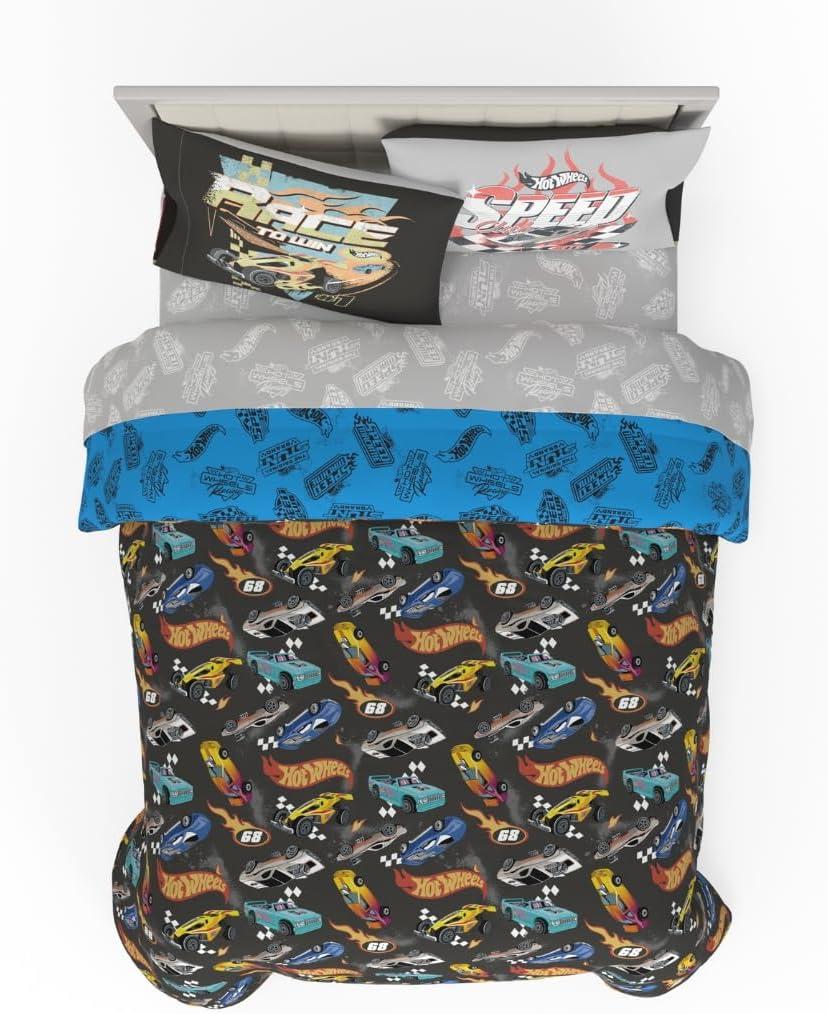 Franco Hot Wheels Kids Bedding Super Soft Comforter and Sheet Set with Sham, 7 Piece Full Size