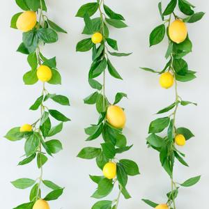Dallisten 3 Strands Lemon Artificial Vines, 71" Lemon Silk Vine Garland with Green Leaves, Fake Hanging Plants Greenery Decor for Home, Bedroom, Wall, Party, Wedding Decoration