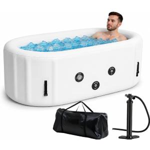 Upgrade 179 Gal XXL Ice Bath Tub Fits Tall 6'7" Athletic, Water Chiller Compatible Cold Plunge Tub for Recovery,5-Layer Portable Inflatable Ice Bathtub with Lid for Indoor Outdoor Use,Black