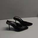 THESHY Women's Pointed Toe High Stiletto Heels Slingback Stretch Slip-on Pumps Backless Patent Leather Fashion Dress Shoes for Women (9, Black)