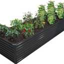 DIIYIV Galvanized Raised Garden Bed Kit Outdoor Patio,12x2x2ft Large Rectangular Metal Planter Boxes,Deep Root Box Planter for Gardening,Vegetables,Flowers,Herbs-Black