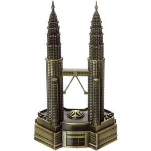 ZOVIE Petronas Twin Towers Statue Home Desk Decoration Make of Pure Copper Building Statue Sculpture for Home Decor (Twin Towers)