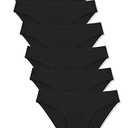 FINETOO 6 Pack Women’s Seamless Hipster Underwear No Show Panties Invisibles Briefs Soft Stretch Bikini Underwears XS-XXL(M) Black