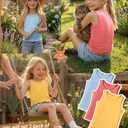 YooAurvox 3 Pack Girls Tank Tops Sleeveless Shirt Crew Neck Lettuce Trim Undershirt Summer Casual Basic Tops for Kids 5-14(13-14 Years,Light Blue, Sunset Red, Yellow)