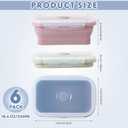Mifoci 6 Pcs Silicone Containers for Food Collapsible Food Storage Containers with Airtight Lids Stacking Leftover Foods Storage Lunch Box for Freezer Microwave Dishwasher Safe(Morandi,18.6 oz)