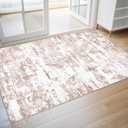 Hallway Washable Runner Rug: 3x5 Abstract Modern Soft Stain Resistant Non-Slip Backing Runner for for Entryway Kitchen Laundry Living Bathroom - Pink