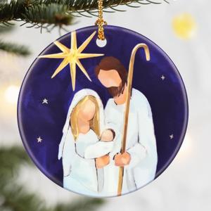 Nativity Christmas Ornament, Dodosky 2.8in Ceramic Religious Ornaments, Xmas Decor, Christmas Tree Ornaments, Xmas Decorations for Tree, Holiday Ornament, Christian Gifts, Religious Gift