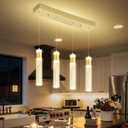 4-Light Gold Pendant Lights Kitchen Island Modern LED Gold Crystal Column Chandeliers Dimmable Crystal Ceiling Light for Dinning Room Living Room 32W