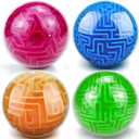 YongnKids 4Pcs 3D Puzzle Maze Ball Brain Teaser Puzzles Maze Game for Kids Adult, Fidget Toy for Motor Skills and Coordination,Kids Autism ADHD Calming Focus Stress Relief Toy