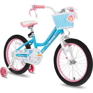 JOYSTAR Angel Girls Bike for Toddlers and Kids Ages 2-13 Years Old, 12 14 16 18 20 Inch Kids Bike with Training Wheels & Basket, 20 24 Inch Girls Bicycle with Handbrake & Kickstand