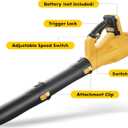 WYRIAZA Leaf Blower Cordless Compatible with DeWalt 20V Max Battery, Brushless Electric Leaf Blower Battery Powered Handheld 6 Variable Speed Switch (Bare Tool Only) (33in)