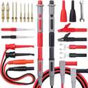 Bionso 25-Piece Multimeter Leads Kit, Professional and Upgraded Test Leads Set with Replaceable Gold-Plated Multimeter Probes, Alligator Clips, Test Hooks and Back Probe Pins.