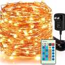 Moobibear LED Decorative Fairy String Lights 66ft 200 LEDs Dimmable Outdoor/Indoor Starry String Lights, Warm White Copper Lights with Remote Control for Garden Room Patio Party Valentines Day Decor