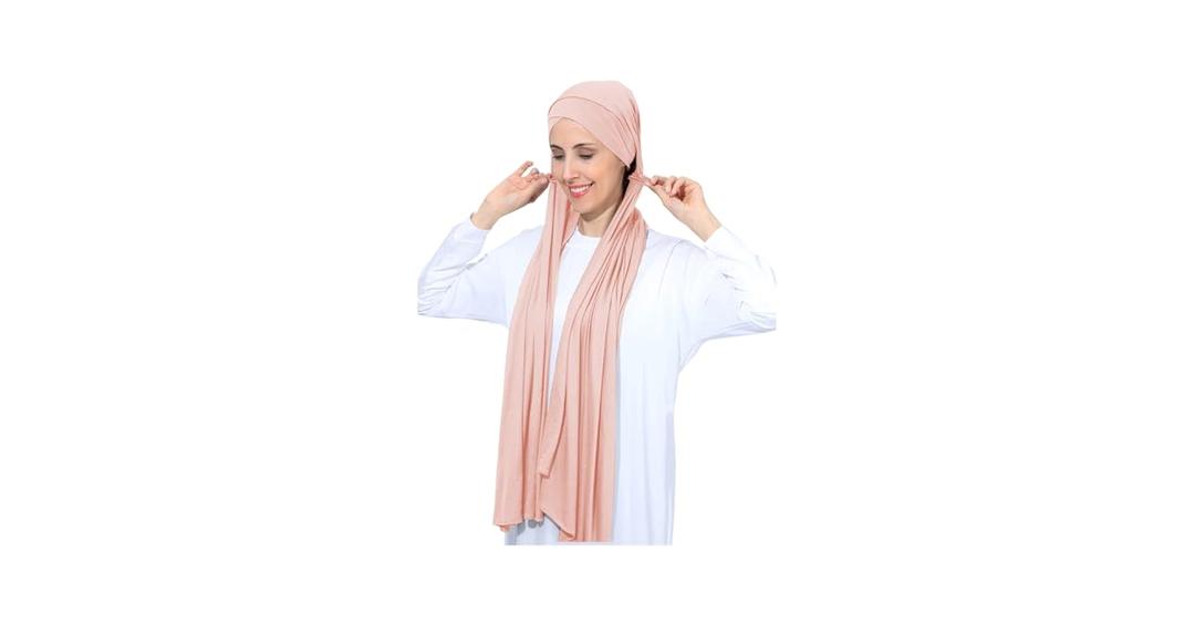 Instant Jersey Cotton Hijab Scarf for Women, Non-See Through Tieback Muslim Head Scarf