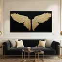 Black and Gold Pictures Wall Deocr Abstract Bird Painting Textured Canvas Art for Living Room Bedroom Office 24"x 48" Neutral Framed Artwork