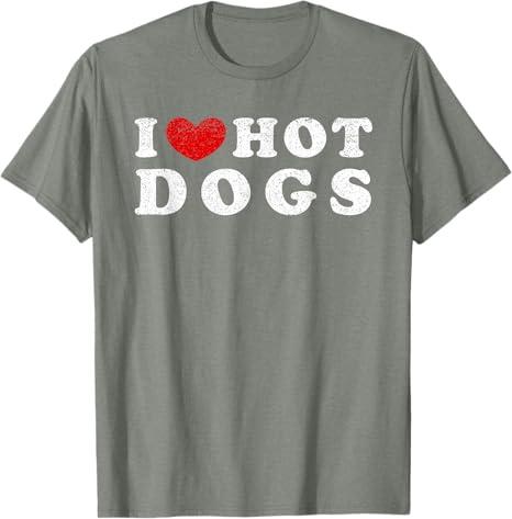 I Love Hot Dogs, I Heart Hot Dogs T-Shirt (Small)