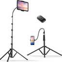 Weilisi Heavy Duty Tablet Tripod Stand 82 Tall, Floor Stand with Remote and Adjustable Gooseneck for Watching/Stream/Recording, Tripod for iPad Pro 12.9/Kindle/iPhone, and All 4.5-13 Tablet/Phone