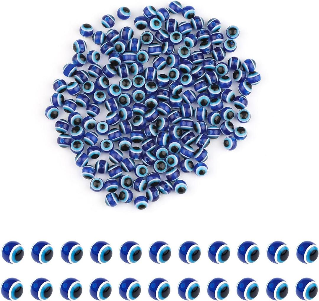 Savita 200pcs Blue Evil Eye Beads Eyeball Spacer Beads Handmade Resin Beads Charms for DIY Bracelets Necklace Jewelry Making (6mm/0.23inch)