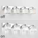 Aipsun Bathroom Light Fixtures Crystal Modern Vanity Lighting Fixtures 4 Light Chrome Bathroom Vanity Light (Exclude Bulb)