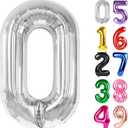 Silver Number 0 Balloon 40 Inch, 0 Balloon Number for 10th 20th 30th 40th 50th 60th Birthday Decorations, Silver Party Supplies