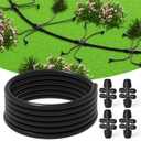 MIXC 50FT 1/2" Irrigation Tubing, 0.7" OD x 0.5“ ID Hose with 4 Connectors | Premium PVC Material, UV Resistant, Flexible Mainline Tubing with Quick 4-Way Connector for Drip Systems/Gardens/Raised Beds