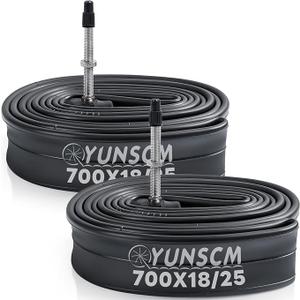 YUNSCM 2-PCS 700C Bike Tubes 700x18C/23C/25C 48mm/60mm Presta Valve 18/25-622 700C Bicycle Inner Tubes Compatible with 700x18C 700x23C 700x25C Bike Bicycle Tire Tubes with Levers