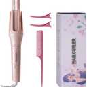 Automatic Curling Iron, Auto Hair Curler, Anti-Tangle Rotating Curling Iron Wand with 4 Temperature & 3 Timer, Automatic Shut-Off, Detangle & Scald-Free, Fast Heating for Hair Styling (Pink)