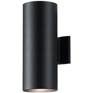 Kichler Cylinders 15" 2-Light Outdoor Cylinder Wall Sconce in Black, (15" H x 5.75" W), 9246BK