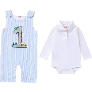 XIFAMNIY Infant Baby Boy 1st Birthday Striped One-Piece Sleeveless Cotton Romper Summer Jumpsuit Clothes