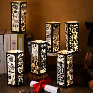 Honoson 12 Pcs Light Up Graduation Centerpieces Class of 2025 Graduation Lanterns Boxes with LED String Lights Congrats Grad Table Decorations for College High School Party Photo Props (Black) Honoson 12 Pcs Light Up Graduation Centerpieces Class of 2025 Graduation Lanterns Boxes with LED String Lights Congrats Grad Table Decorations for College High School Party Photo Props (Black)