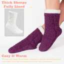 cosyone1997 Women's Fuzzy Slipper Socks with Non-slip Grippers, Cozy & Unique Gifts (Large-X-Large, Purple)