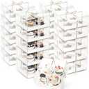 Cedilis 20 Pack Clear Cupcake Boxes with Gift Ribbon, 4 Count Plastic Cupcake Containers, Cupcake Carrier Holder for Treat Dessert Cookies Muffins Pastry Baby Shower Party