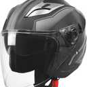 Motorcycle Scooter Helmet,Adult Open-face Motorbike Helmet Double Visor Fashion Personality for Men and Women DOT Approved (X-Large, GIAY)