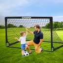 Kids Soccer Goals for Backyard, 2 of 6 x 4 ft Kids Soccer Goal Set Soccer Net with 10 Soccer Cones, Agility Ladder & Carry Bag, Portable Soccer Training Equipment.