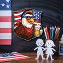 Funny 4th of July Independence Day Decoration, Patriotic American Eagle Beer Acrylic Ornament, 4-Inch, Gifts for Men, Man Cave Decor, Memorial Day, Summer Party Hanging Ornament